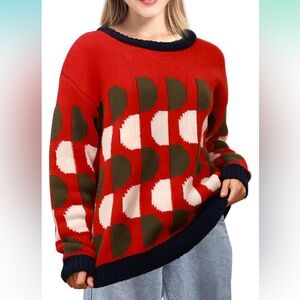Zonli Home New Knit Sweater for Women Crew Neck Long‎ Sleeve Oversized. XL